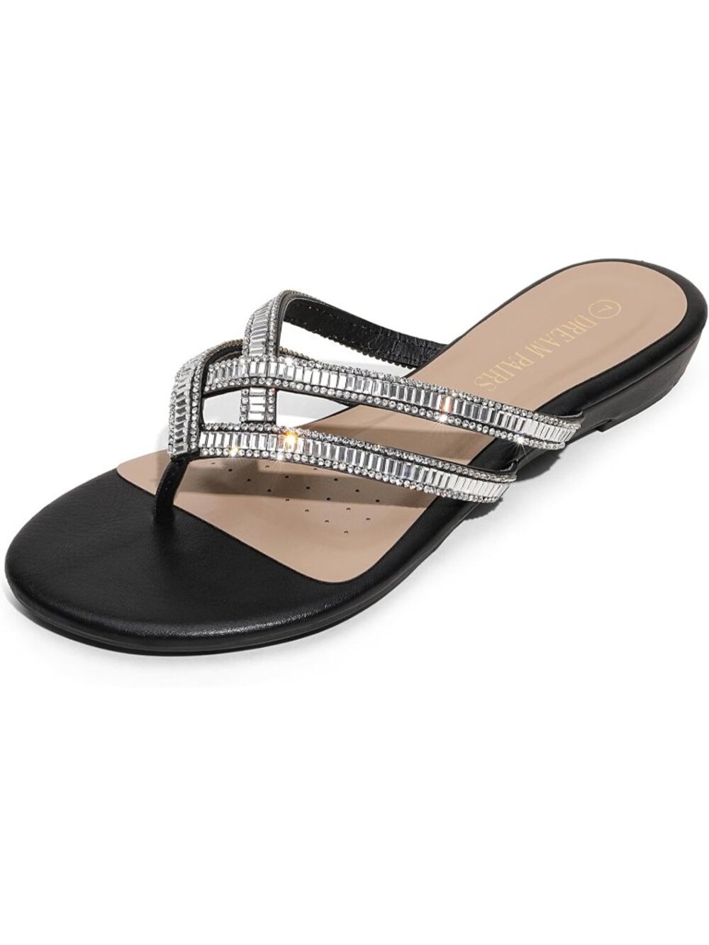Women's Black Rhinestones Design Slides Sandals Dress Daily Flat Sandals